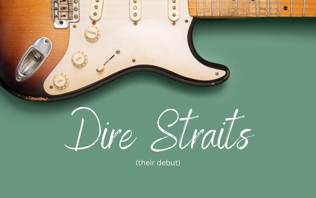 Image of stratocaster gtr with words Dire Straits